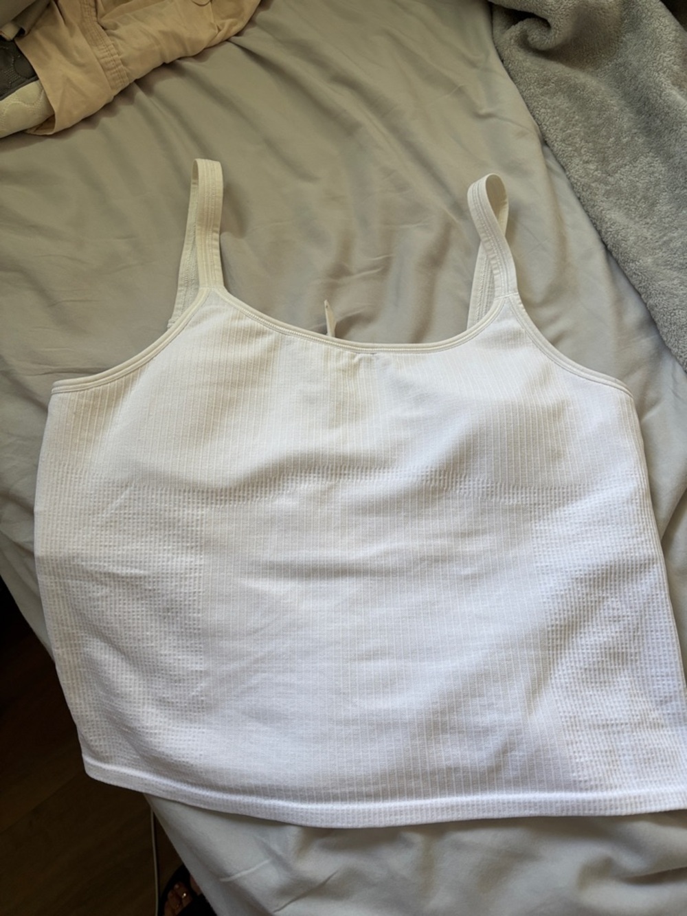 Lululemon White Ebb to Street Cropped Tank Top